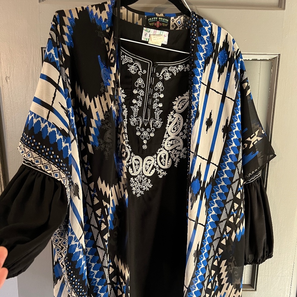 Crazy Train Blue & Black Aztec Sheer Cover